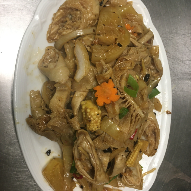 雪菜炒大肠shue choi met dikke darm met nasi